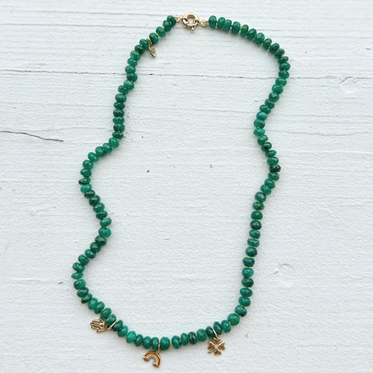 Emerald Lucky Charm 14K Gold Necklace