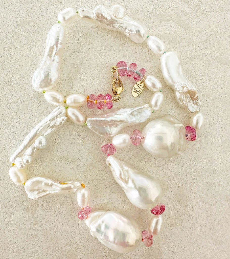 Baroque Biwa Pearl Topaz Necklace