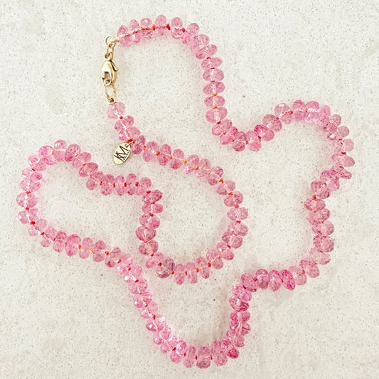Pink Topaz Tennis Necklace