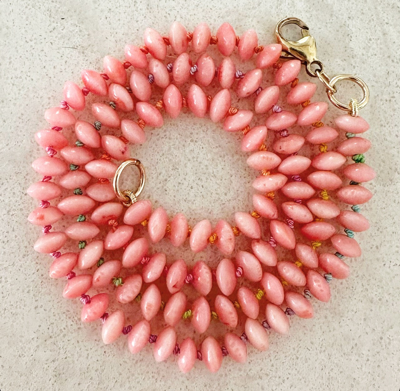 Bamboo Coral Rainbow Bead Necklace