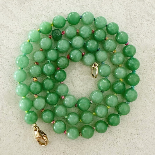 Jade Emerald Rainbow Bead Necklace