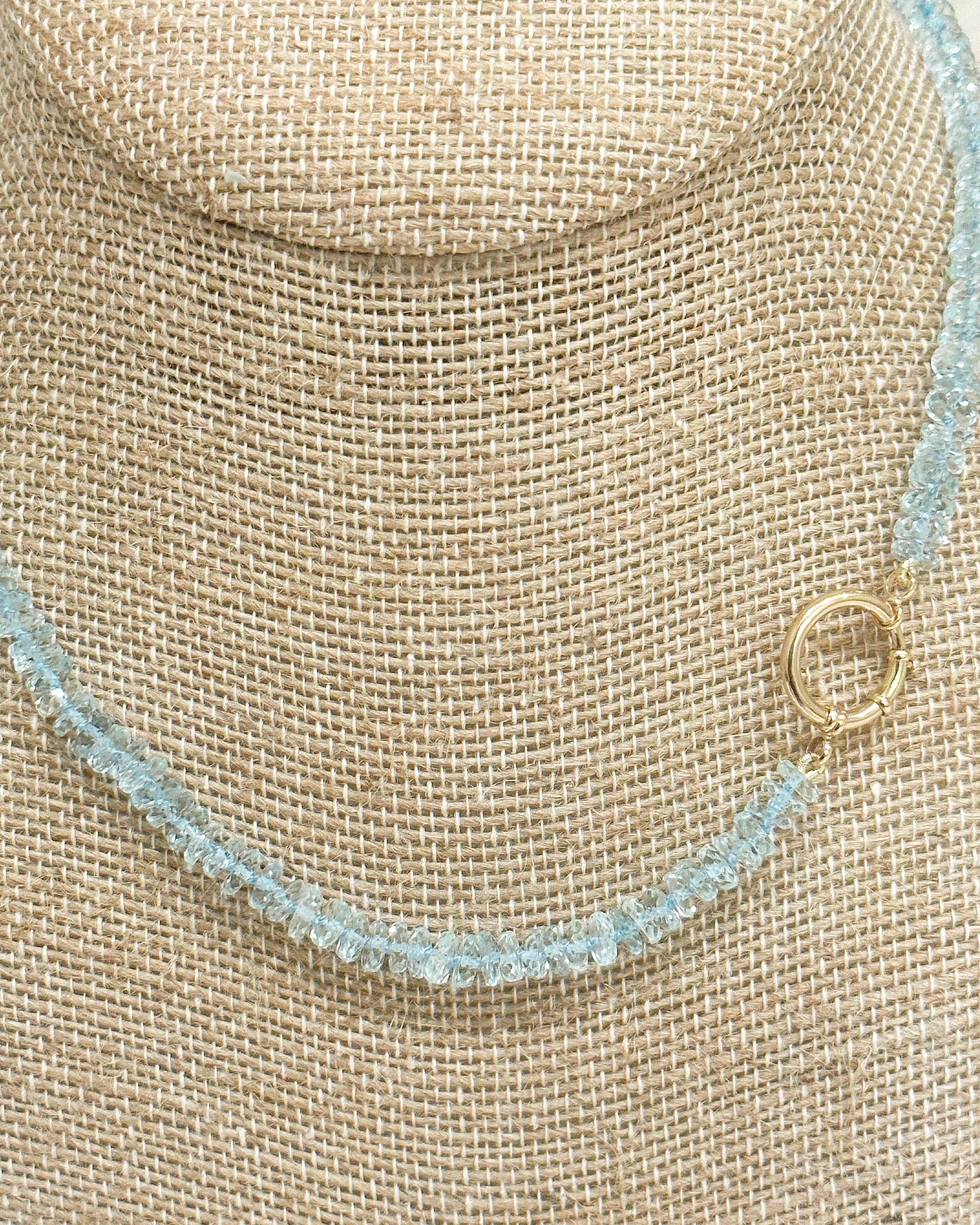 14K Gold Sky Blue Aquamarine Necklace