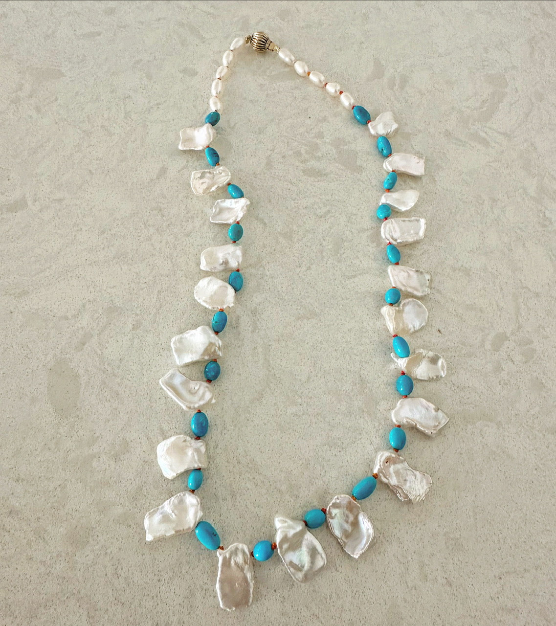Kingman Turquoise Pearl Necklace
