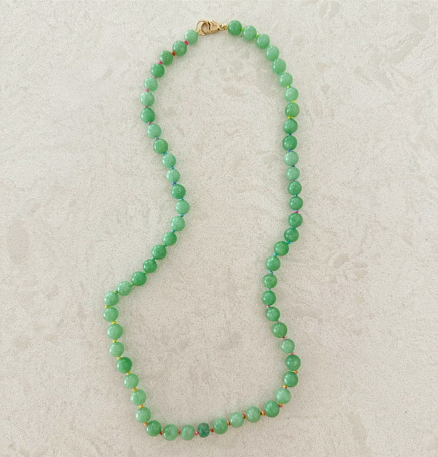 Jade Emerald Rainbow Bead Necklace