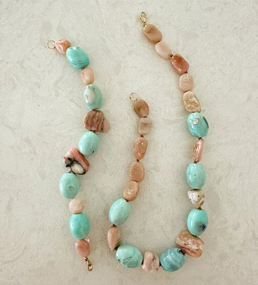 Agate Pink Opal Bead Necklace