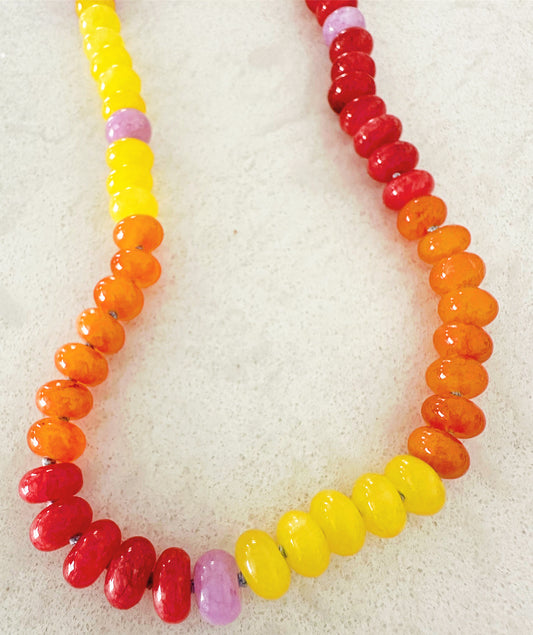 Yellow Rainbow Jade Rock Candy Necklace