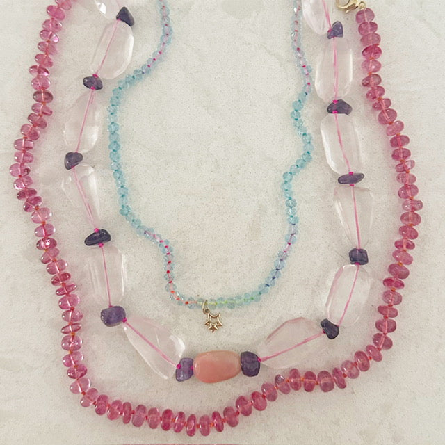 Quartz Amethyst Opal Bead Necklace