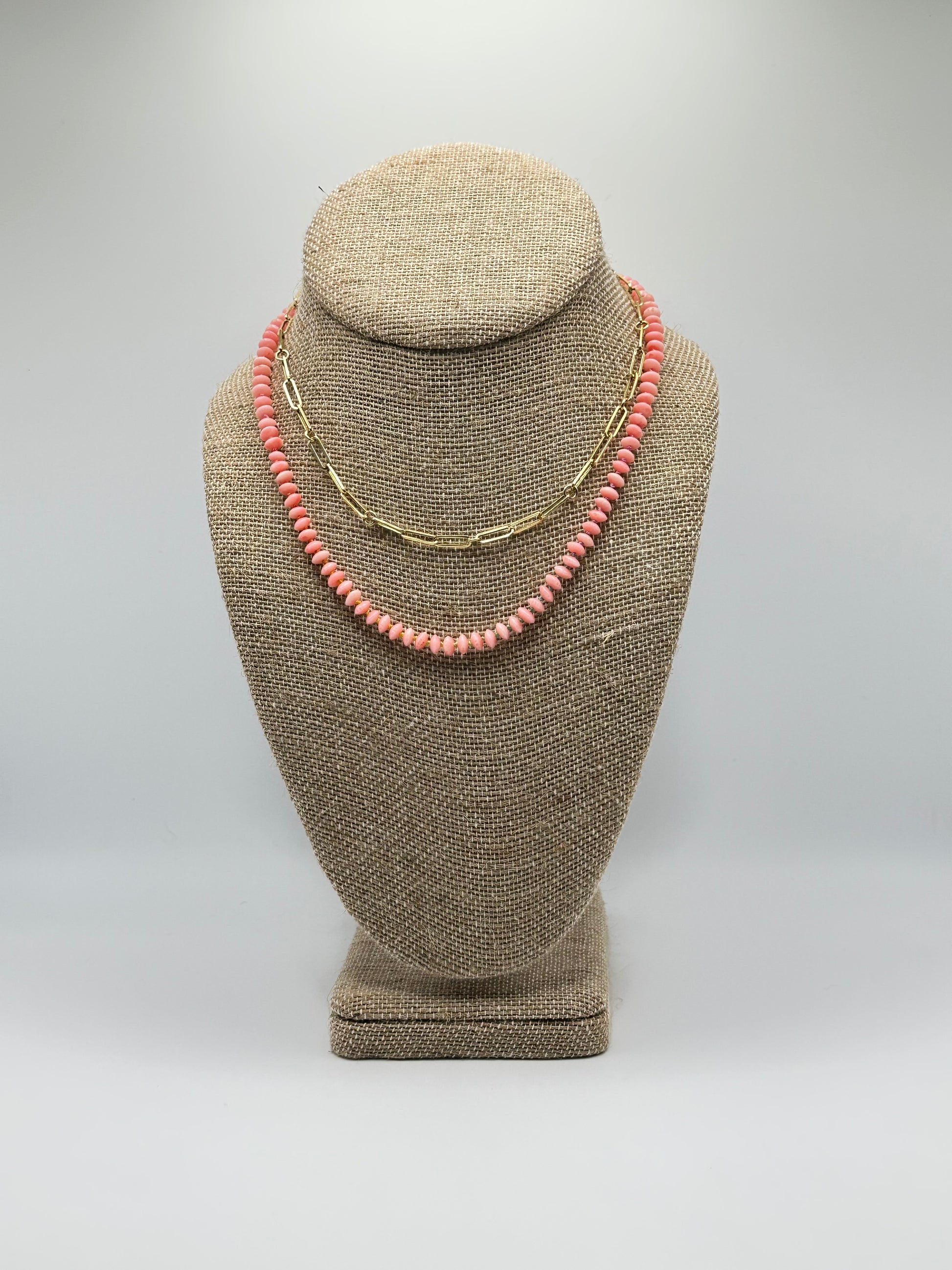 Bamboo Coral Rainbow Bead Necklace
